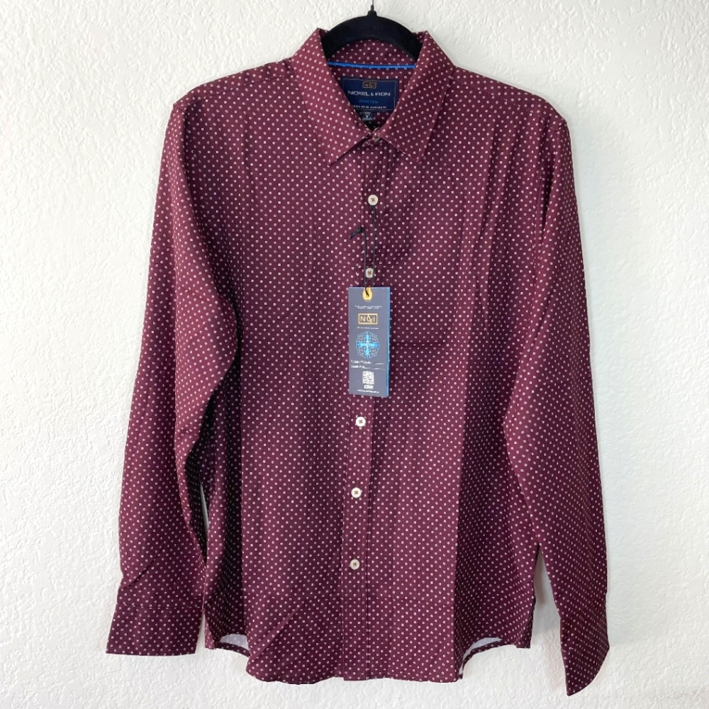 Nickel and Iron Burgundy Long Sleeve Button Down Shirt Men's (Size Small)